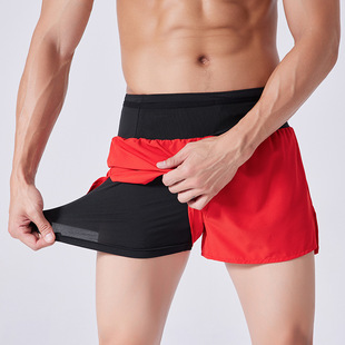 Summer Thin Running Three-point Pants with Waist Bag Quick-drying Elastic Training Sports Shorts Men's Basketball Fitness Pants