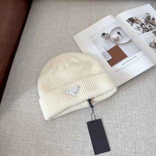 P family triangle knitted hat autumn and winter letter correct version warm wool hat men and women all-match cold hat in stock wholesale