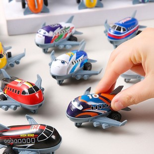 Simulation back force small passenger plane children mini alloy back force cartoon plane toy model back force iron sheet small plane