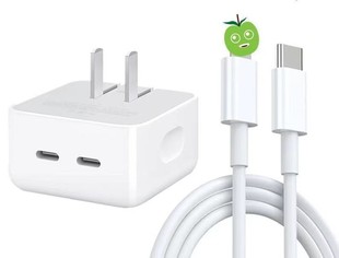 Подходит для мобильного телефона Apple 14Pro, двойная зарядная головка C, трансграничная двойная головка для быстрой зарядки PD35W, зарядная головка Apple 15PD