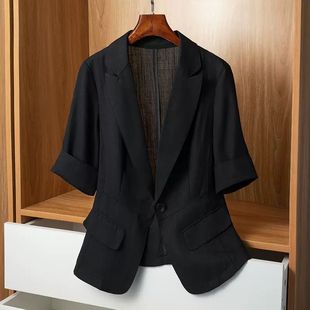 Thin Small Suit Jacket for Women 2024 Summer New Style Small Casual Slim Slim Short-sleeved Suit Top