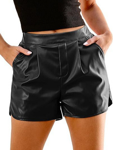 AliExpress 2024 European and American New Women's Fashion PU Leather Pants Women's European and American Fashion Tight Hip Pants