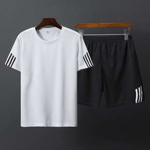 2020 new men's sports leisure short sleeve printed logo suit men's running quick-drying T-shirt shorts men's Sport