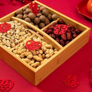 Engagement Arrangement Small Ornaments Full Wedding Decoration Double Layer Bamboo Basket Table Pastry Plate Wedding Ornaments