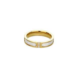 Niche design high-grade diamond-encrusted exquisite fashion elegant plain ring ring titanium steel non-fading versatile white fritillary ring