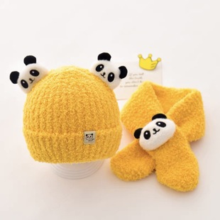 Baby hat winter scarf two-piece baby wool hat scarf suit girls' knitted hat boys' wool hat