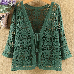 Hollow Lace Sunscreen Cardigan Strap Loose Knitted Outer Riding Air-conditioning Shirt Jacket 2023 Spring and Summer New Thin Women's Clothing
