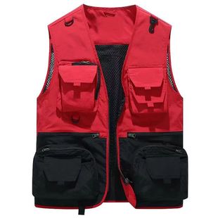 Spring and Autumn Outdoor Multi-Pocket Vest Men's Workwear Functional Vest Photography Fishing Luya Vest Thin Waistcoat