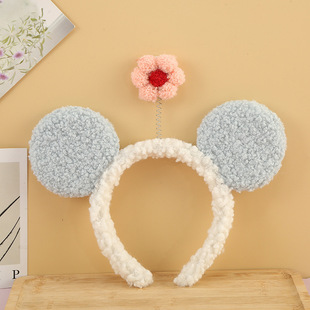 Cartoon Mickey Plush Hair Band Cute Bow Bear Head Band Girl Wash Face Amusement Park Photo Card Hair Accessories