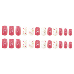 24 pieces per box blue French fake nails pink cool wear nail European Square nail waterproof removable nail patch