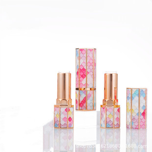 In stock lipstick tube empty tube eight-sided fish scales gradient color 3D printing relief snap-on lipstick empty tube 12.1mm