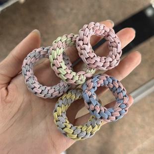 Coffee Milk Tea Color Korean Style New Donut Handmade Rubber Band Simple Twist Fashion High Elastic Hair Tie Hair Accessories