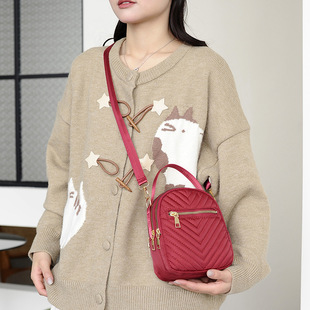 Women's bag New embroidery thread rhombus crossbody small bag fashion women's multi-layer shoulder phone bag coin purse handbag