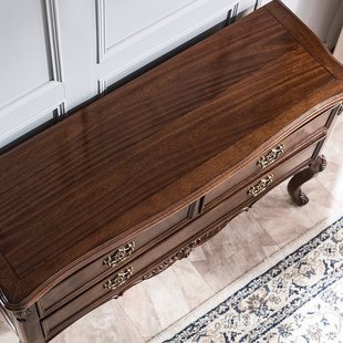 American Style Solid Wood Entrance Cabinet Hallway Wall Entrance Table European Style Living Room Light Luxury Retro Entrance Table End View Table