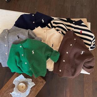 [in stock] children's sweater cardigan autumn and winter new boys and girls embroidered sweater baby short wool coat