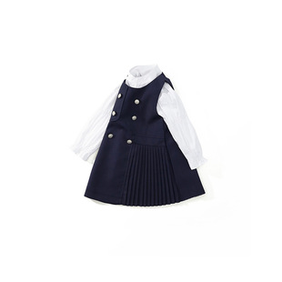 MDD Girls Academy Style suit 2024 Spring and Autumn Children's Double-Breasted Sleeveless Skirt Korean Shirt Two Pieces