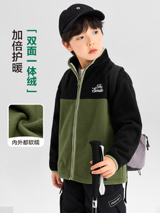 Zuoxi Children's Wear Boy's Coat Fleece Children's Spring 2025 New Boys Spring and Autumn Thickened Warm Top