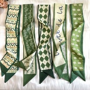 Green High-grade Hand Gift Box Silk Scarf Summer All-match Women's Hair Band Korean-style Ribbon Clothes Tie Bag Long Ribbon