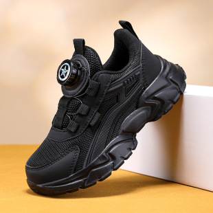 Hot Boys sneaker Rotating Buckle Mesh Breathable Lightweight 2024 New Soft Bottom Thick Bottom Student Running Shoes Trendy