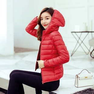 Down jacket women's lightweight short hooded autumn and winter New 90 white duck down warm women's ultra-light portable coat fashion