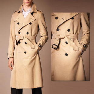Trench Trench Coat Men's Mid-length Korean-style Slim-fit Spring and Autumn Coat British Double-breasted Business Casual Middle-aged Men's Wear