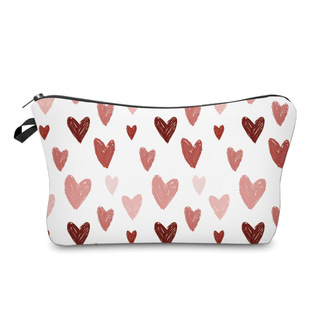 Cross-border new 3D printing love Valentine's Day travel cosmetic bag women's logo multi-functional women's wash bag