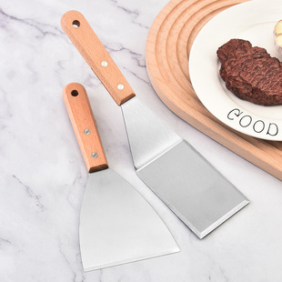 Stainless Steel Teppanyaki Shovel Tool 6-Piece Set Household Wooden Steak Frying Shovel Cooking Cooking Shovel Kitchen Tool