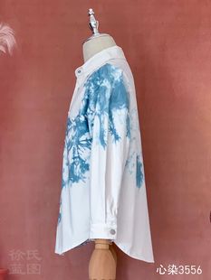 Dali Handmade Tie-Dye Spring and Autumn Men's Denim Shirt Vacation Casual Blue Dye Loose Denim Jacket #3556