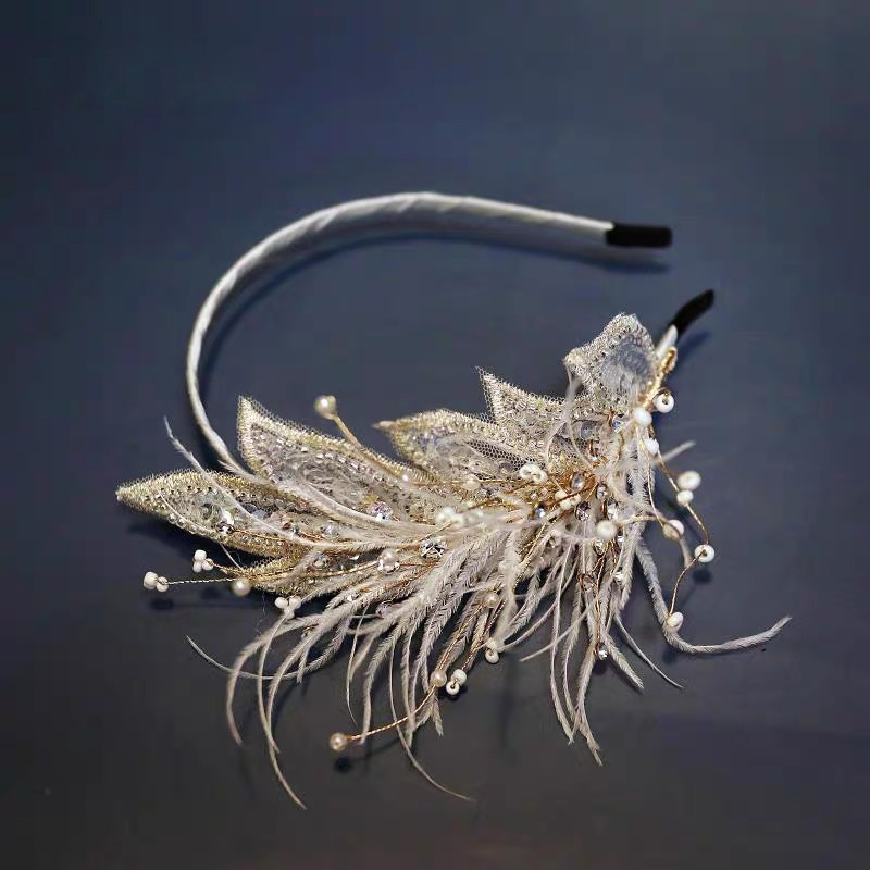 Girls' Hairpin Super Fairy Feather Pearl Tassel Hairpin Princess Side Bangs Clip Children's Performance Antique Hanfu