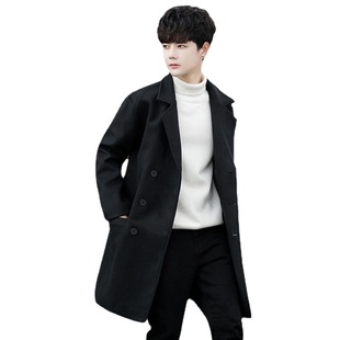 Mid-length Woolen Coat for Autumn and Winter Men's Korean-style Fashionable Woolen Coat Trendy Hong Kong-style Loose plus size Coat