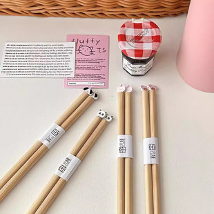 [Yuanjin Bamboo Wood] 2023 Новые палочки для еды Бытовая Посуда в стиле InStyle простой мультяшный бамбук милая пара палочек для еды