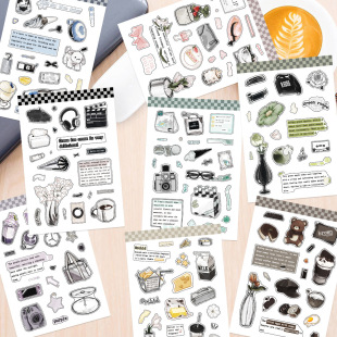 8 Waiting for Weekend Lazy Wind Collage Decoration Mobile Phone Back Card Notebook Storage Box Water Cup Sticker Waterproof