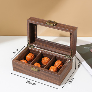 Dustproof High-end Walnut Storage Box Vintage Leather Storage Box Lion Head Handstring Box Beads Display Box