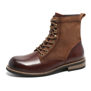 2023 new Knight boots umbrella boots genuine leather leather Martin boots vintage motorcycle boots overalls shoes Oxford sole