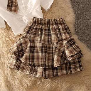 Summer College Style suit Women's JK Uniform Western Style Design Sense Tight Waist Short Top High Waist Skirt Two-piece Set