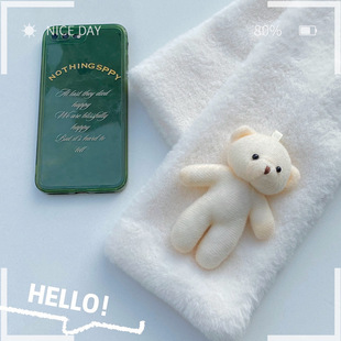 Bear Scarf Winter All-match Solid Color Cute Plush Neck Sleeve Cold-proof Warm Neck Protection Outdoor Windshield Scarf