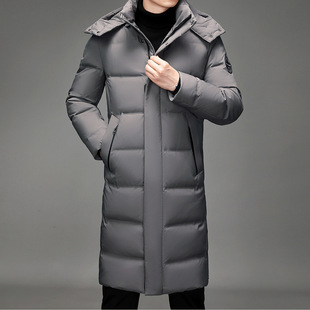 Winter 2025 New Cross-border Men's Down Jacket Youth Korean Fashion Long Hat Wool Collar Coat ·