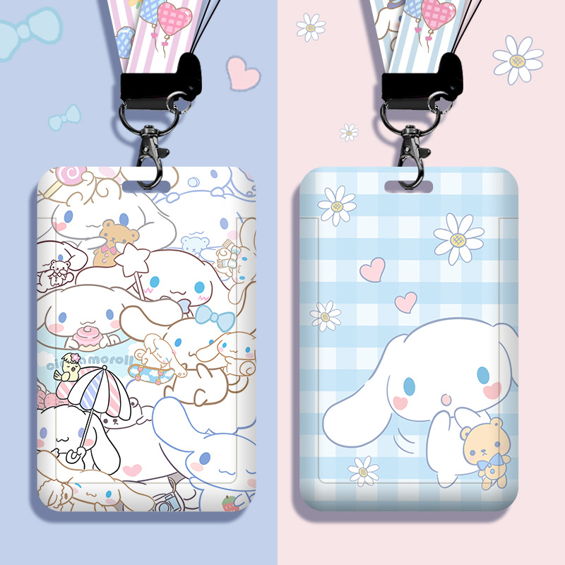 Cartoon student campus card set ID set work card bus subway access card with lanyard hanging neck badge wholesale