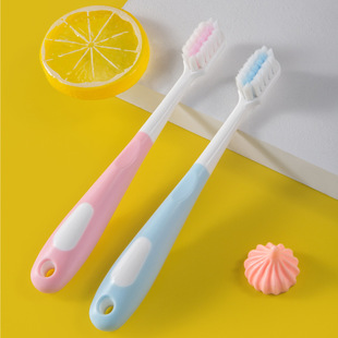 Yangzhou calf adventures children's toothbrush wholesale square hole dense hair soft hair toothbrush 3-12 years old barrel 6 PCs