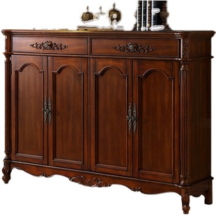 American-style two-door shoe cabinet solid wood household three-door shoe cabinet European-style retro four-door locker multi-layer shoe rack
