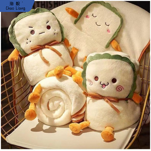 Pillow Quilt Dual-use Coral Fleece Small Blanket Men's and Women's Office Nap Air-conditioning Blanket Car Car Children's Summer