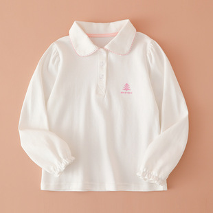 Early autumn children's long-sleeved top lapel polo shirt cotton wool class a boys and girls baby base shirt T-shirt