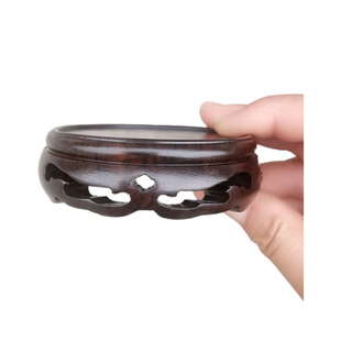 Black Catalpa Wood Cut Out Round Base Ornaments Strange Jade Teapot Bonsai Vase Incense Burner Buddha Statue Cut Out Base