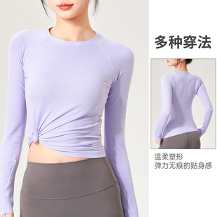 Yoga Clothing Sports Long-sleeved Women's Spring and Summer New Round Neck Tight Quick-drying Breathable Running Fitness T-shirt