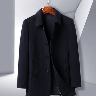 Counter high-grade cashmere trench coat autumn and winter new middle-aged wool coat men's business leader cashmere jacket