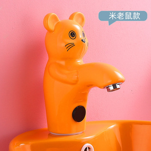 Kindergarten children's induction cartoon faucet automatic infrared induction intelligent ceramic color hot and cold faucet