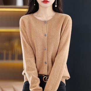 2024 Autumn New Women's Knitwear Sweater Cardigan Women's Crewneck Short Wool Sweater Women's Coat Foreign Trade Batch