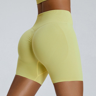 Cross-border seamless high elastic yoga shorts women's peach sports shorts high waist hip-lifting pants outdoor running fitness pants