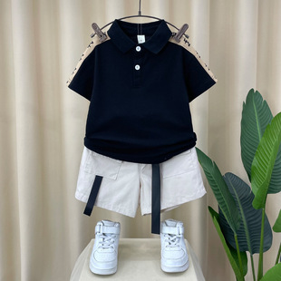 Boys' suit summer new cool handsome children's western style baby online red summer short sleeve clothes trendy children's clothes