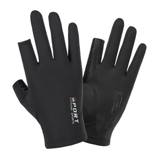 Ice Silk fishing gloves for men and women sports high elastic comfortable sun protection gloves outdoor thin non-slip riding two fingers